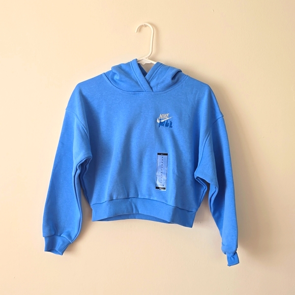 Nike Kids Pullover Hoodie Sweater Baby Blue Sportswear Club Fleece Size L - Picture 1 of 9